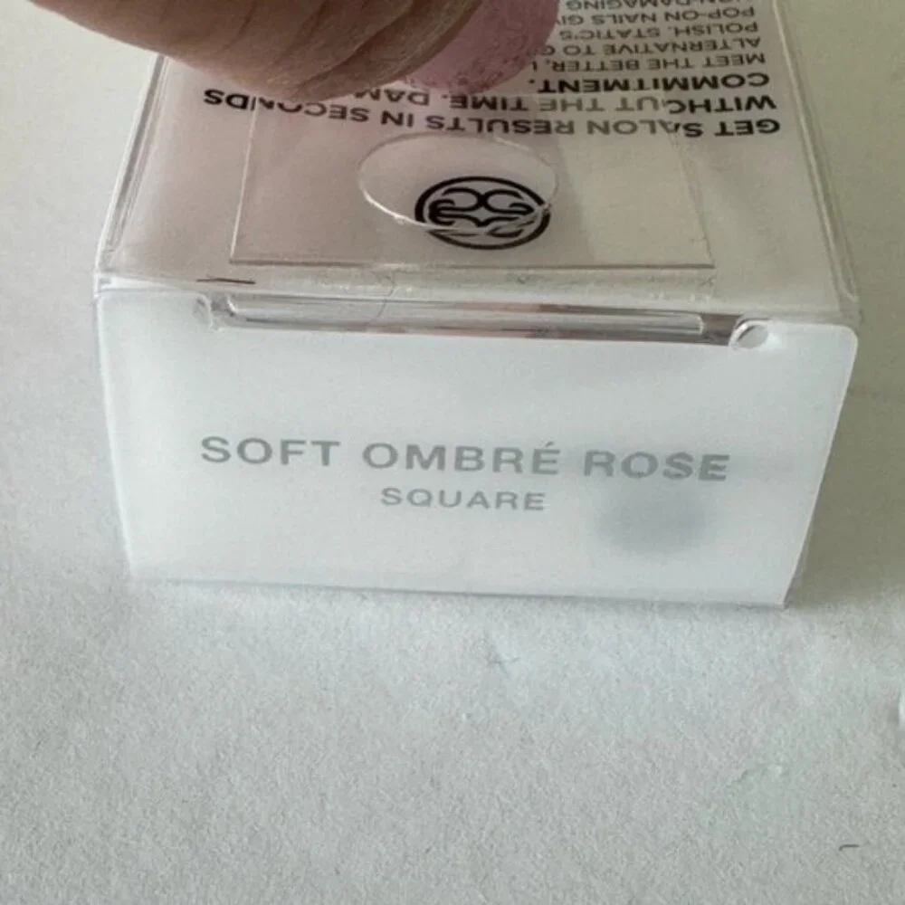 Static Nails Reusable Pop -on Soft Ombre Rose Square Manicures 24 pc